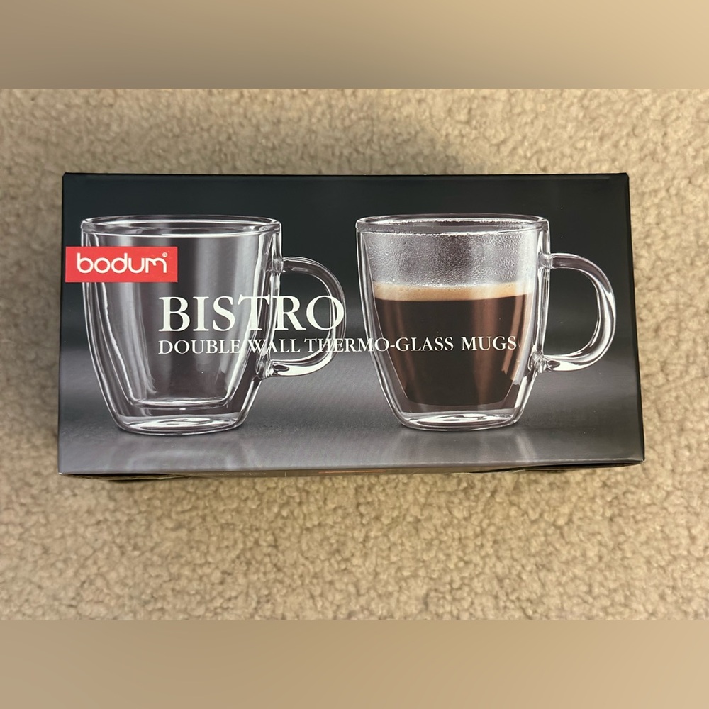Bodum Bistro Thermo-Glass Mugs 10oz - Brand New